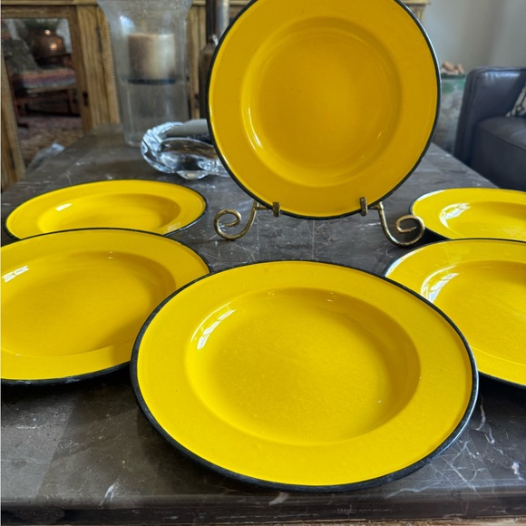 Mid Century Enamelware Plates - SET OF 6 - Picture 3 of 6